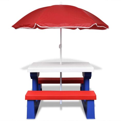 INLIFE Table et bancs de pique-nique avec parasol pour enfants