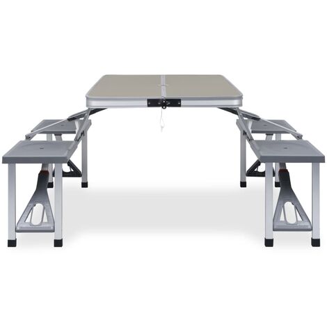 INLIFE Table pliable de camping avec 4 sièges Acier Aluminium