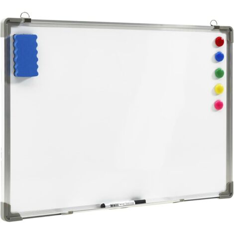 INLIFE Tableau blanc magnétique effaçable à sec Blanc Acier 70x50 cm