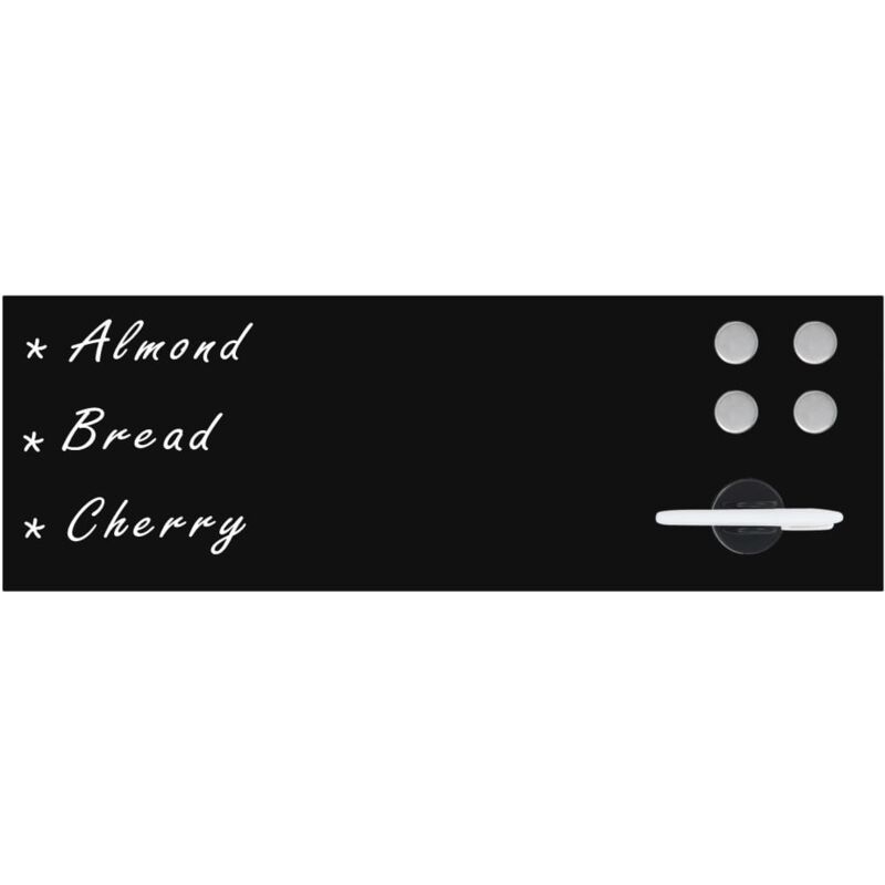 Inlife - Tableau magnétique mural en verre noir 60 x 20 cm