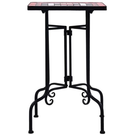 INLIFE Tables d'appoint mosaïque Terre cuite et blanc Céramique