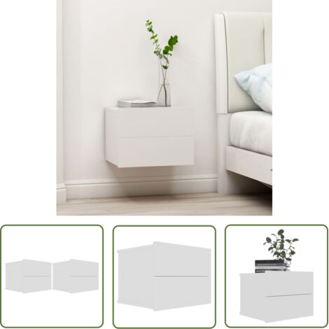 INLIFE Tables de chevet 2 pcs Blanc 40 x 30 x 30 cm Aggloméré