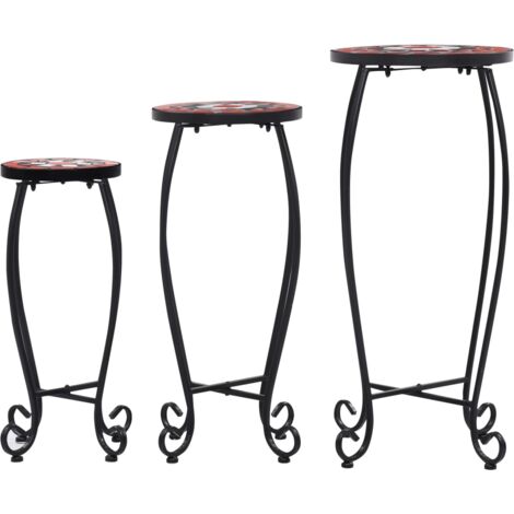INLIFE Tables mosaïque 3 pcs Terre cuite et blanc Céramique