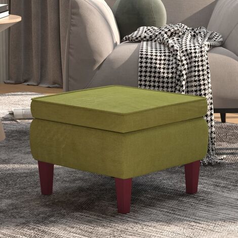 INLIFE Tabouret avec pieds en bois Vert clair Velours