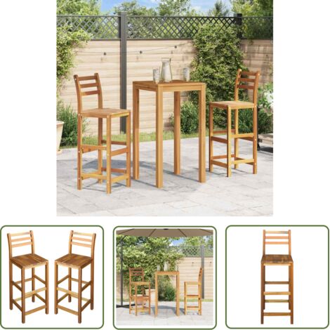 INLIFE Tabourets de bar 2 pcs Bois d'acacia solide