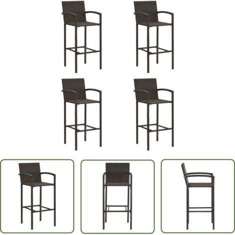 INLIFE Tabourets de bar 4 pcs Marron Résine tressée