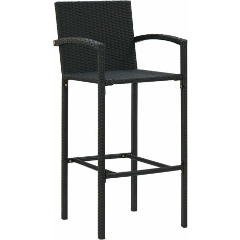 INLIFE Tabourets de bar 4 pcs Noir Résine tressée