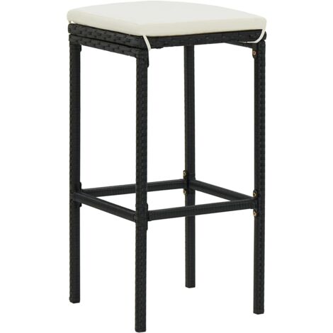 INLIFE Tabourets de bar avec coussins 2 pcs Noir Résine tressée
