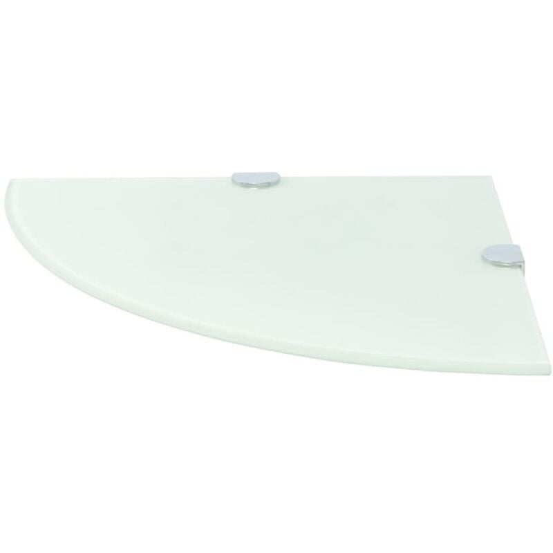 Tagère murale de coin + supports chromés Verre Blanc 25 x 25 cm - Inlife
