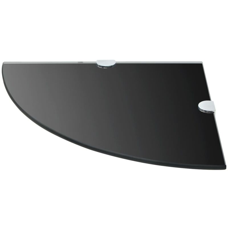 Tagère murale de coin + supports chromés Verre Noir 35 x 35 cm - Inlife