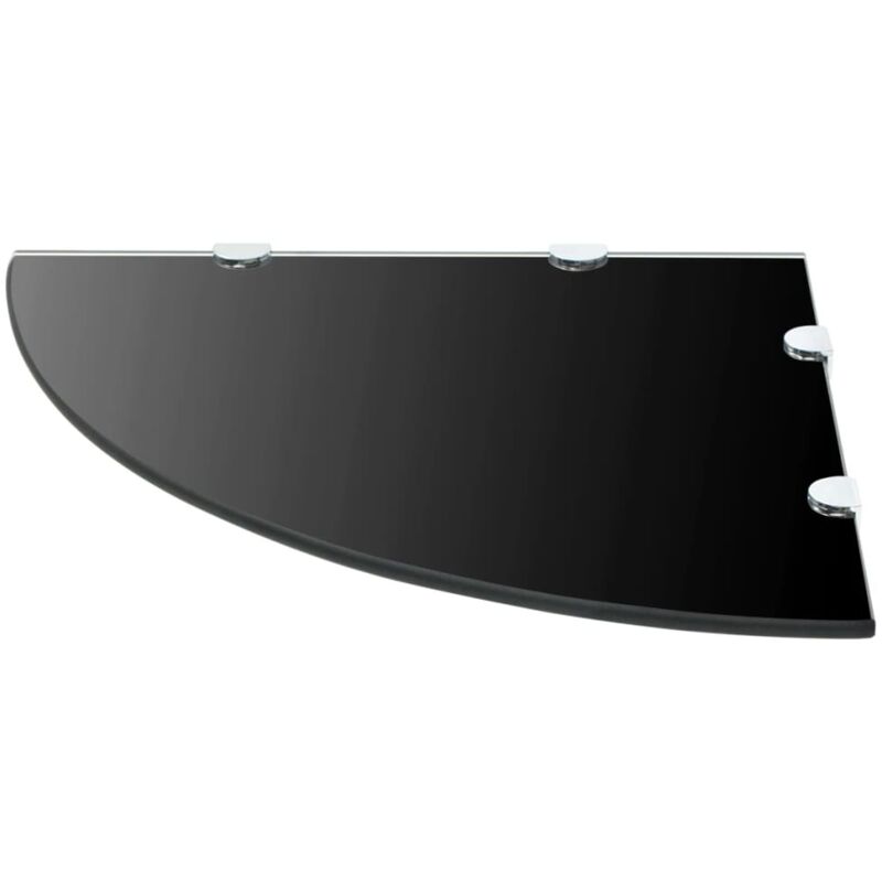 Inlife - tagère murale de coin + supports chromés Verre Noir 45 x 45 cm