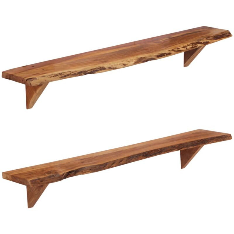Inlife - tagères murales 2 pcs 110x20x18 cm Bois massif d'acacia