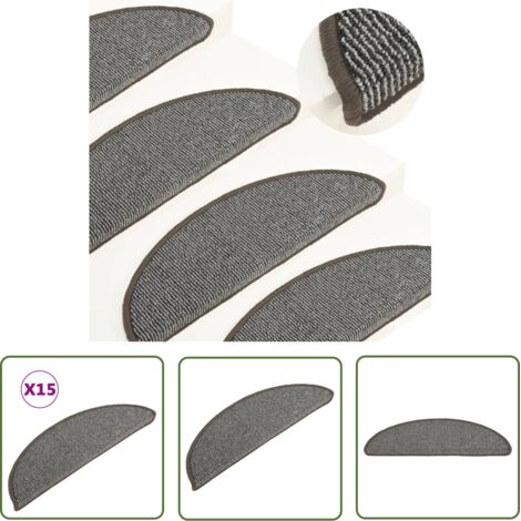 INLIFE Tapis de marches d'escalier 15 pcs Gris 56x17x3 cm