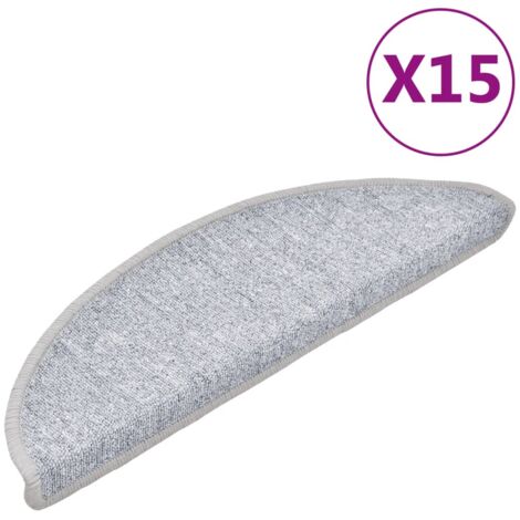 INLIFE Tapis d'escalier 15 pcs Gris clair 56x17x3 cm