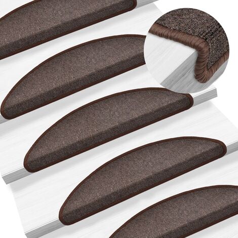 INLIFE Tapis d'escalier 15 pcs Marron café 56 x 17 x 3 cm