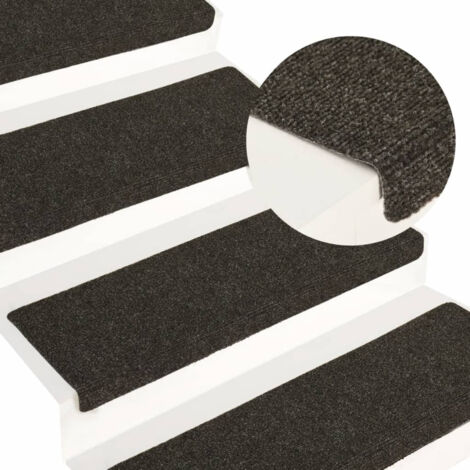 INLIFE Tapis d'escalier 15 pcs Tissu aiguilleté 65x25 cm Gris