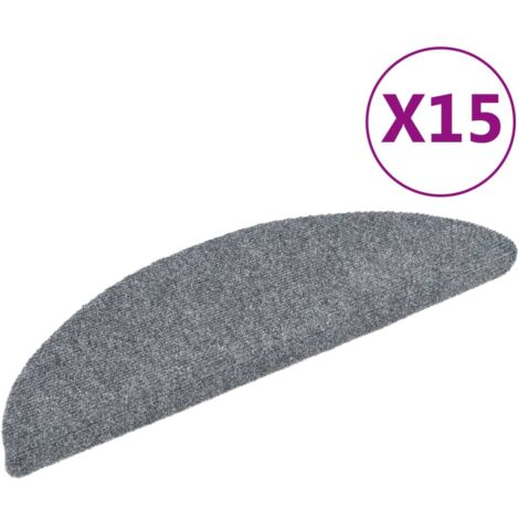 INLIFE Tapis d'escalier auto-adhésif 15 pcs 56x17x3 cm Gris clair