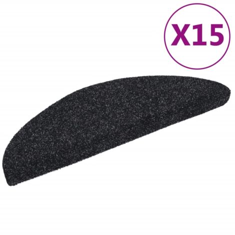 INLIFE Tapis d'escalier auto-adhésif Poinçon aiguilleté 15 pcs Noir