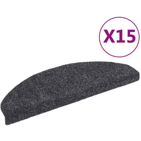 INLIFE Tapis d'escalier Poinçon aiguilleté 15pcs 65x21x4 cm Gris foncé