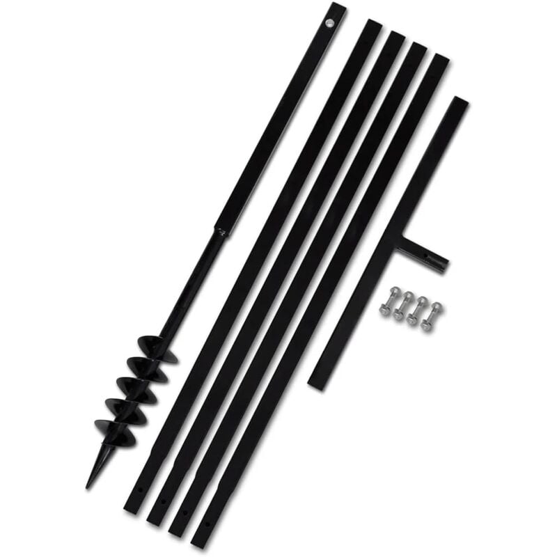 Inlife - Tarière de sol avec manche 80 mm et tube d'extension 5 m Acier