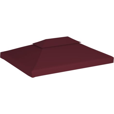 INLIFE Toile supérieure de rechange pour pavillon 4x3 m tonnelle tente double de belvédère polyester haute densité 310 g/m² Bordeaux