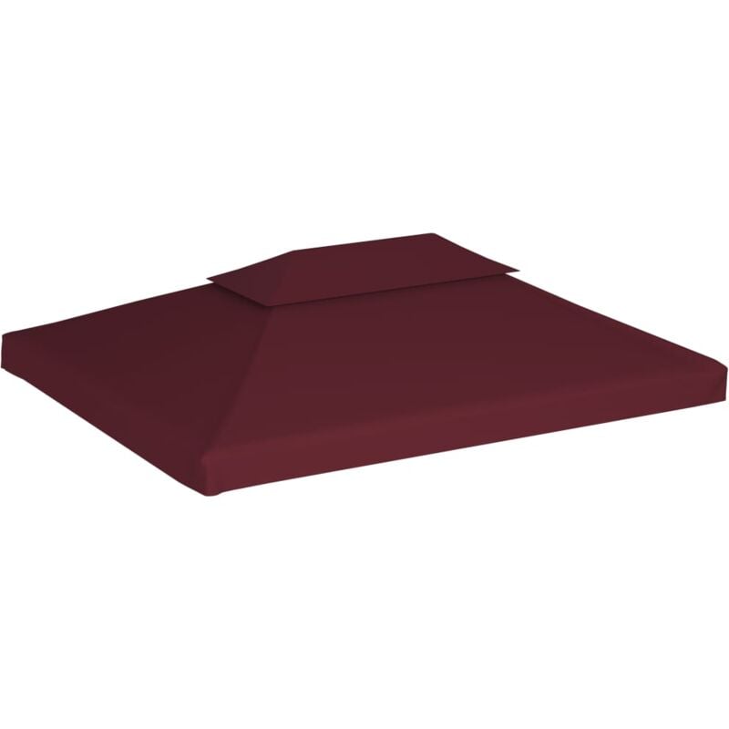 Toile supérieure de rechange pour pavillon 4x3 m tonnelle tente double de belvédère polyester haute densité 310 g/m² Bordeaux - Inlife