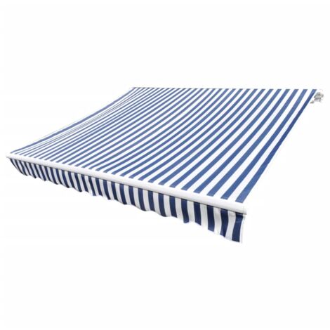INLIFE Toit d'auvent Toile Bleu et blanc 4x3 m (Cadre non inclus)