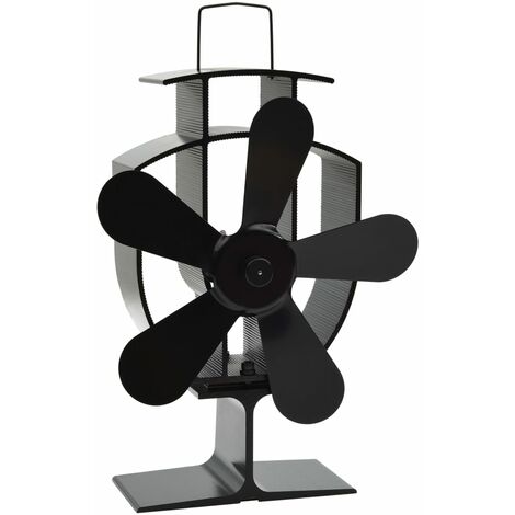 INLIFE Ventilateur de poêle alimenté par chaleur 5 pales Noir