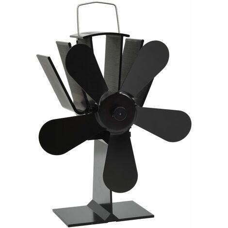 INLIFE Ventilateur de poêle alimenté par chaleur 5 pales Noir