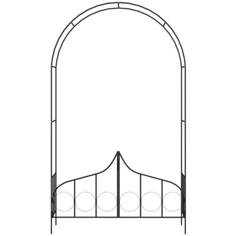 INLIFE Voûte de jardin avec portail Noir 138x40x238 cm Fer