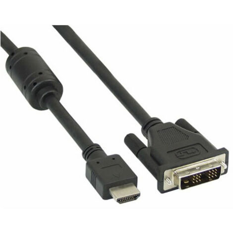 InLine 17663 HDMI de DVI Adaptador de Cable con ferrita (19 Pines a Conector 18 Plus 1, 3 m)