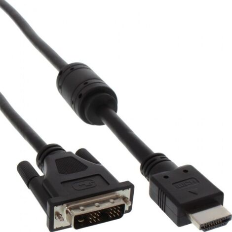 InLine 17663 HDMI de DVI Adapter de Ferrite Cable (19 Pin a 18 Plus Connector 1, 3 m)