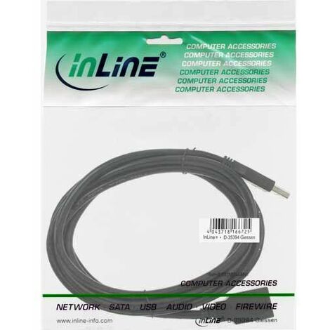 InLine 35620 - Cable USB (Macho/hembra, 2m, Oro, USB A, USB 3.0, .) Negro