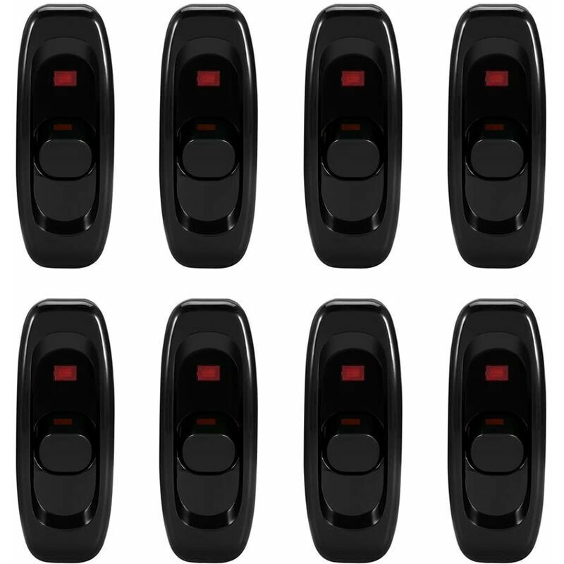 Inline Interrupteur Cordon Interrupteur, 8 pcs Interrupteur en Ligne, Basculante Interrupteur Intermédiaire, pour Lampe de Chevet Lampe de Table de