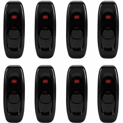 Inline Interrupteur Cordon Interrupteur, 8 pcs Interrupteur en Ligne, Basculante Interrupteur Intermédiaire, pour Lampe de Chevet Lampe de Table de Bureau Cordon électrique (250V 10A),