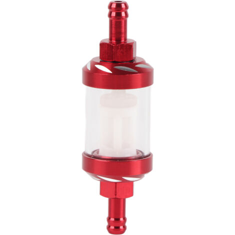 Inline-Kraftstofffilter aus Metall und Glas, 8-mm-Gewinde, Ersatz für Motorräder (rot).