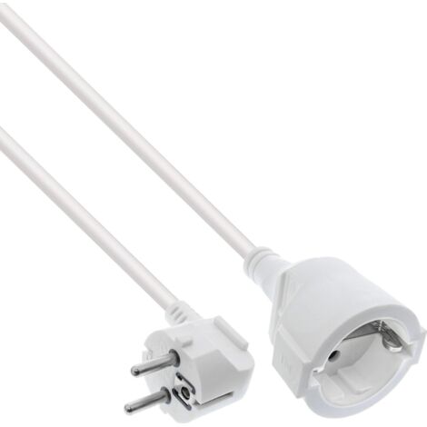 InlineInLine Strom-Verlängerung Schutzkontakt Stecker gewinkelt Buchse weiss 20m - Kabel - Verlängerungskabel - Strom/Netzteil - 20 m (16410Z)