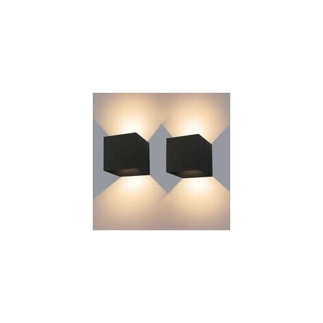 Innen-/Außenwandleuchte 12 W, 2 schwarze LED-Wandlampen, wasserdicht, IP65, verstellbares Licht, nach oben und unten verstellbares Design, 3000 K warmweiße Wandleuchten für Wohnzimmer, Schlafzimmer, F
