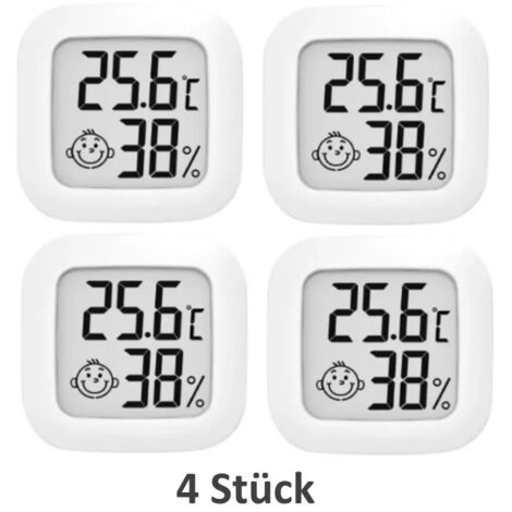 Innenhygrometer-Thermometer mit Temperatursensor (-10 °C bis 70 °C) und Feuchtigkeitssensor (10 % rF bis 99 % rF).