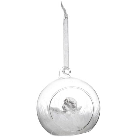 Innenkugel Engel mit Feder 8cm Glas -