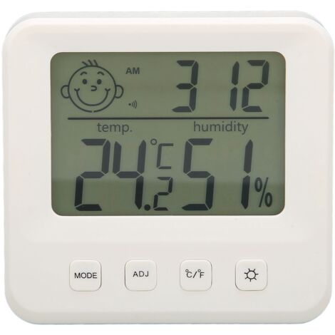 Innenraum-Feuchtigkeits- und Temperaturmonitor mit freundlichem Display, hochpräzisem digitalem Hygrometer und einem um 45 Grad klappbaren Ständer.