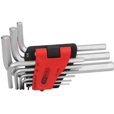 Innensechskant-Winkelstiftschlüssel-Satz, im Klapphalter,9-tlg1/16"-3/8"