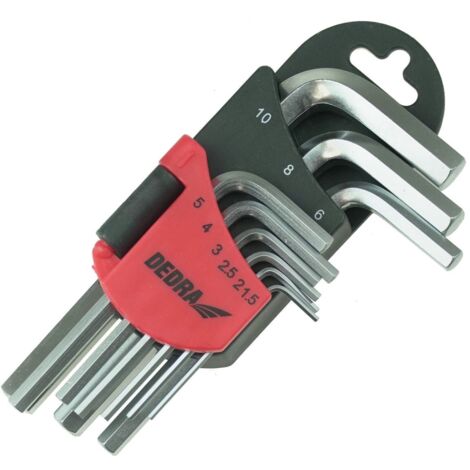 Innensechskantschlüssel dedra 06F200 Chrom‑Vanadiumstahl 9 Stk