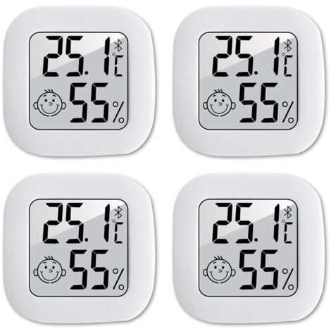 Innenthermometer-Hygrometer, 4-teiliges Mini-Hochpräzisions-Digitalthermometer, tragbarer Temperatur- und Feuchtigkeitsmonitor -50 ℃  70 ℃ für Umkleideraum/Lager/Babyzimmer/Wohnzimmer