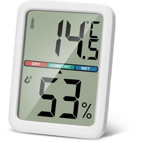 Innenthermometer Hygrometer Home, Mini Digital Temperatur Feuchtigkeitsthermometer Babyzimmer mit Komfortsymbol für Wohnzimmer Büro, Zuhause, Garage