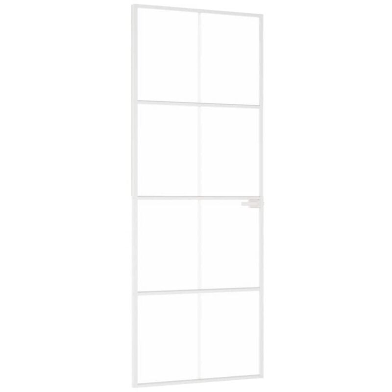 Innentür Weiß 76x201, 5 Cm Hartglas & Aluminium Schlank Vidaxl
