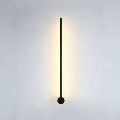 Innenwandleuchte 60cm fast 360° drehbar LED Wandleuchte Ultradünn Warmweiß Moderne Schwarz Wandleuchte für Schlafzimmer Wohnzimmer Treppe Flur 7W 3000K [Energieklasse A+]