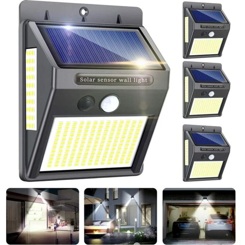 Innosinpo Lampes Solaires Extérieures 4 Pièces 216 LED 1000 Lumens Lampes Solaires à Détection de Mouvement Extérieur 300º Grand Angle Étanche IP65