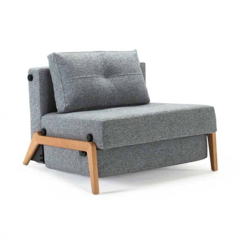 Fauteuil design SOFABED CUBED 02 WOOD Twist Granite convertible lit 200*90 cm - gris - Innovation Living