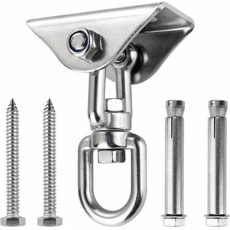 Innovative Ceiling Hook with 304 Stainless Steel 500KG Capacity 360° Rotation, Suspension for Concrete Wood Sets, Hanging Chair, Hanging Lamp, Hammock, Yoga, with 4 Fixing Screws